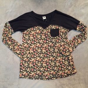 Navy & floral long sleeved shirt