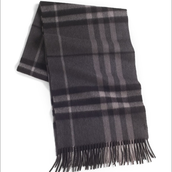 Burberry Dark Charcoal Cashmere Scarf
