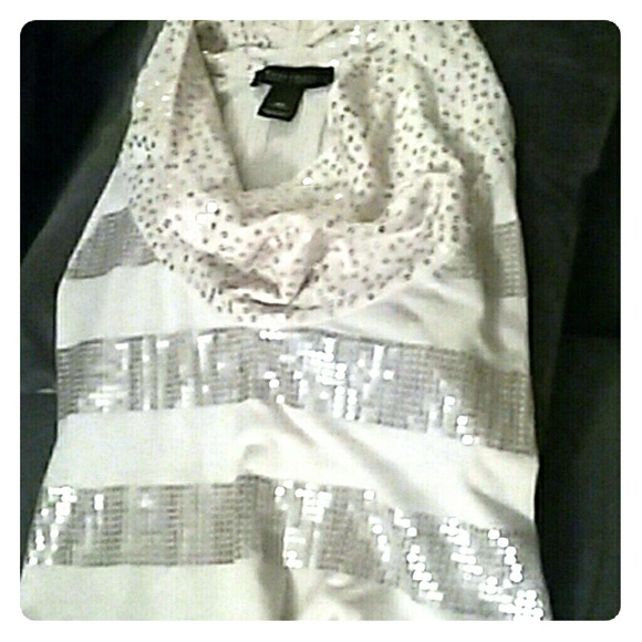 White House Black Market tan sequined top