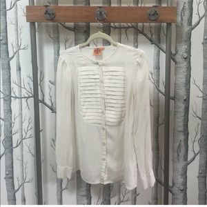 Tory Burch Ivory Bib Blouse