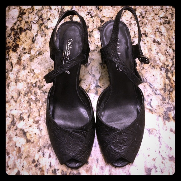 Coldwater Creek Black Wedge Sandal