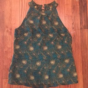 Peacock ruffled neckline tank.