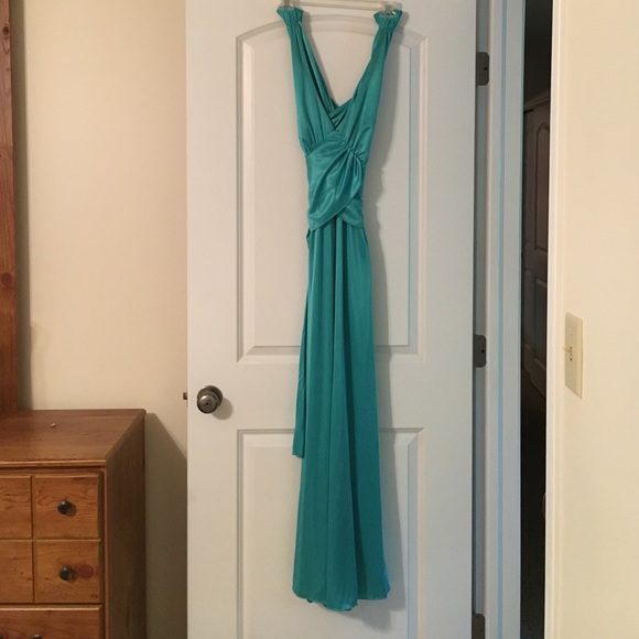 Turquoise Satin Prom Dress