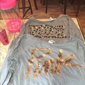 2 Pink long sleeve & a Victoria Secret body wash