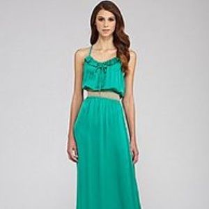 Aryn K emerald green maxi dress
