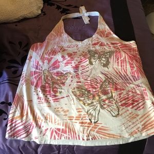 2X halter top w/ built-in band bra