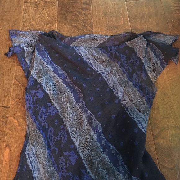 Express Dress Blue/multi colored diagonal stripes. - Picture 2 of 2