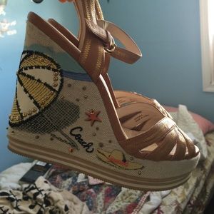 Coach leather sandal wedges. Mint condition.