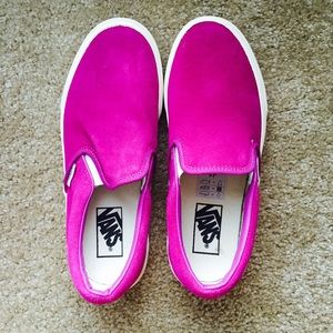 NWT, Vans, Suede Fuschia Classic Slip-On, Size 8.5