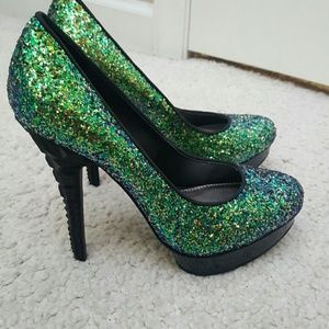 Grren sparkle heels