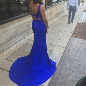 Beautiful Royal Blue Long Backless Prom Dress