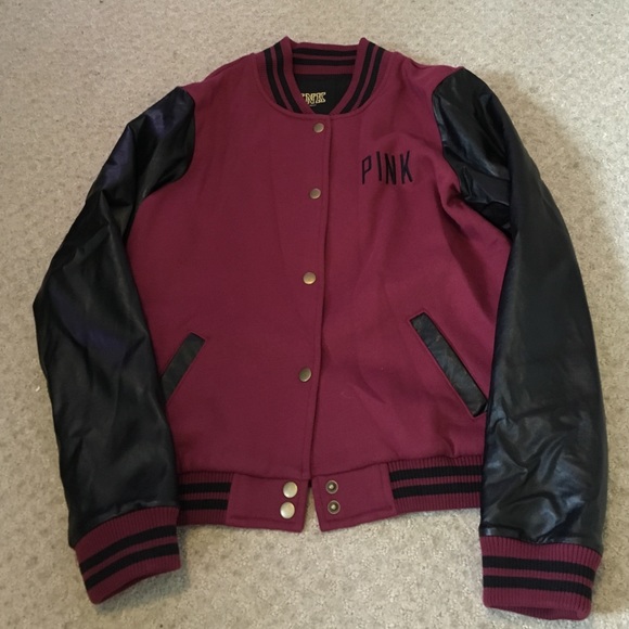 VS Pink purple button up with leather sleeves