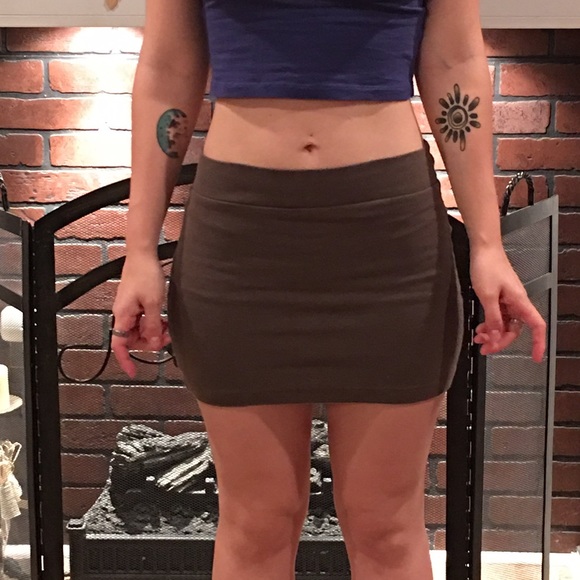 Olive green body con mini skirt