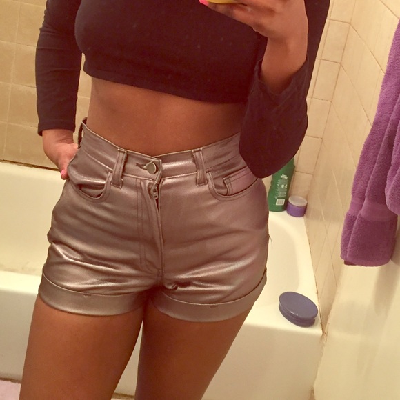 Metallic American apparel high waist shorts