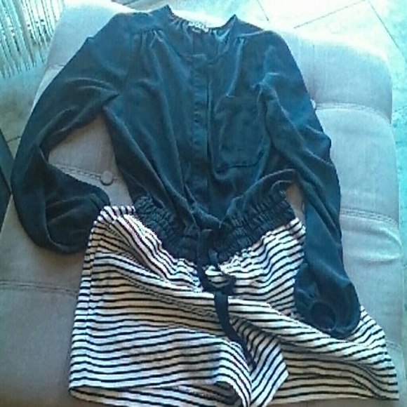 ANN TAYLOR LOFT ROMPER BLACK/WHITE SIZE O PETITE - Picture 2 of 4