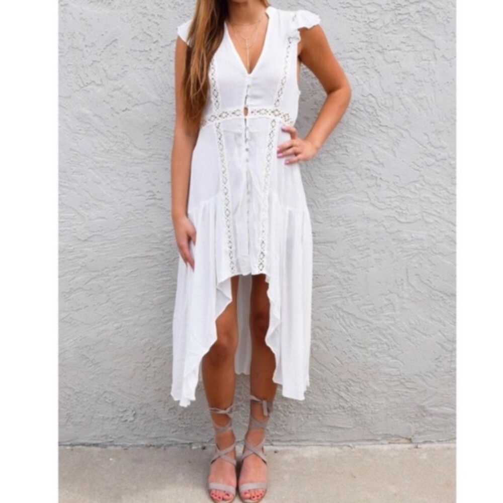 Coachella Ruffle boho duster hi low dress