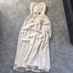 Beige/ champagne colored chiffon maxi dress