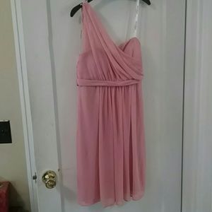 One Shoulder Short Dress with Illusion Neck F15607