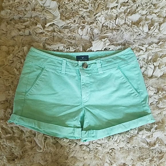 American Eagle Mint Green Midi Shorts