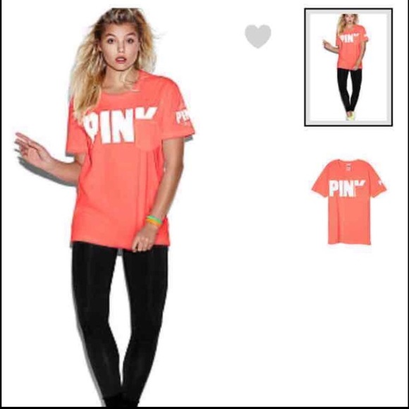 SOLD‼️Neon Coral VS Pink campus tee