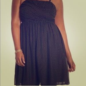 knee length black gold strapless dress plus size