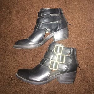 Black strappy booties