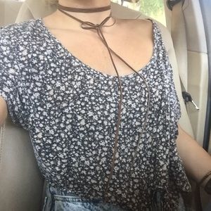 Brown suede wrap necklace with beads