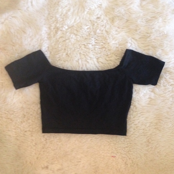 Black Off the Shoulder Crop Top