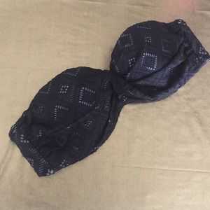Victoria's Secret Black Crochet Bikini Top Padded