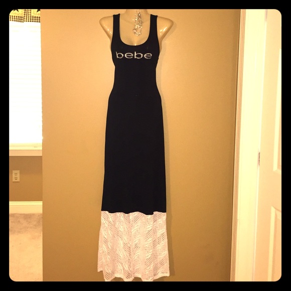 Bebe Black & White Maxi Dress SM