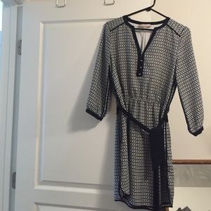 Banan republic blue tie waist dress