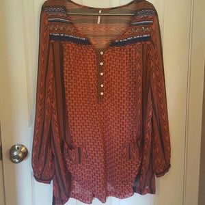 Free People- Bohemian Long Sleeve Blouse