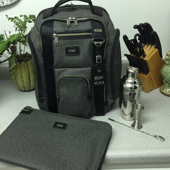 tumi backpack initials