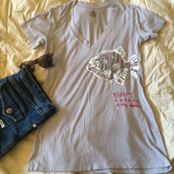 Urban Outfitters Tops - Embroidered unique boho fish grey v neck tee