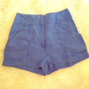 Blue High Waisted Shorts