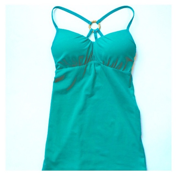 Teal Built In Wire Bra String Fitted Tanktop Notag - image 1