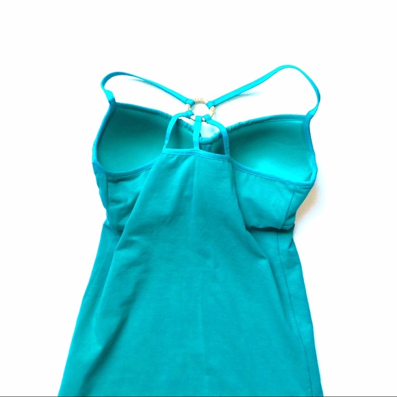 Teal Built In Wire Bra String Fitted Tanktop Notag - image 3
