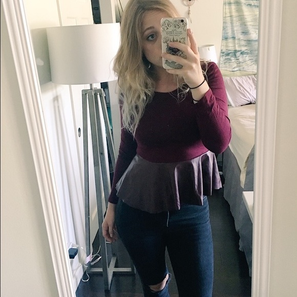 Maroon peplum top