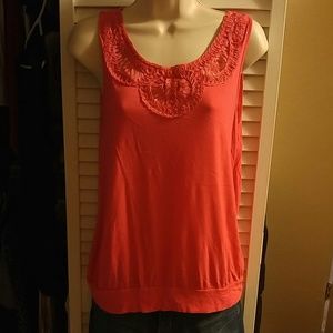 Coral embellished tank top