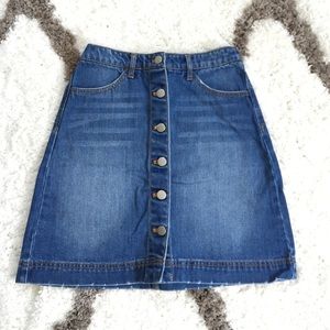 Button front denim mini