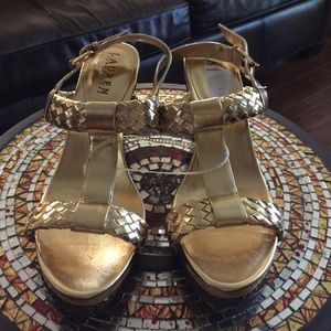 Gold Ralph Lauren wedges