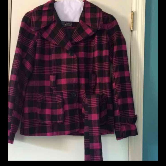 Pink and black plaid jacket