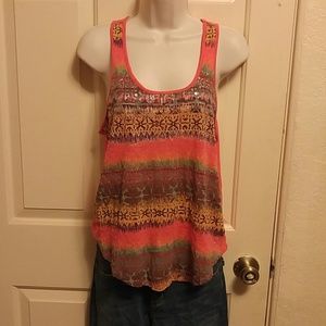Multi-color tank top embellished with sequins