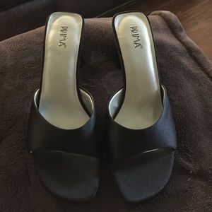 Black special occasion slip on heel