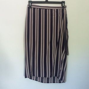 Striped Mid-Length Wrap Skirt