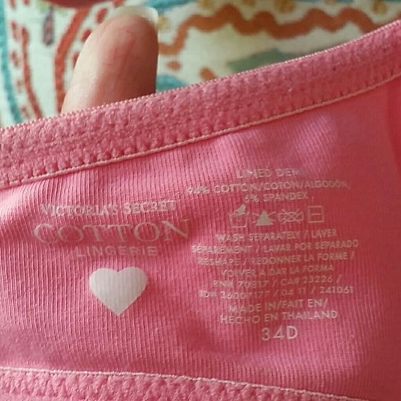 Victoria's secret lined demi cotton 34D  in pink - Picture 3 of 3