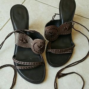 Leather Nine West Tie-up Sandals size 10