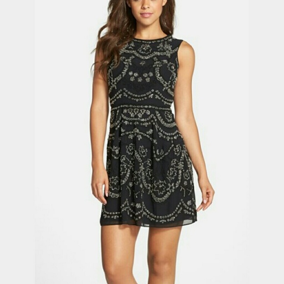 Embellished Georgette fit & Flare Dress