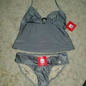 2 piece gray swimsuit nwt