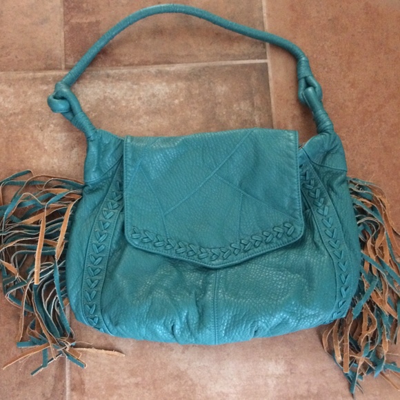 Turquoise leather bag